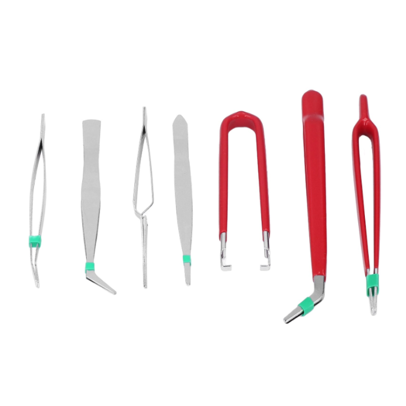 Set 7 Pensete Antistatic Diverse forme Rosu + Argintiu