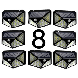Set 8 Lampi ULTRA 100 LED Solare cu senzor de miscare si lumina 3 moduri ILUMINARE 