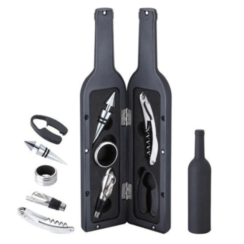 Set cadou in forma de STICLA cu 5 accesorii pentru vin cu 6 piese 32 cm HS