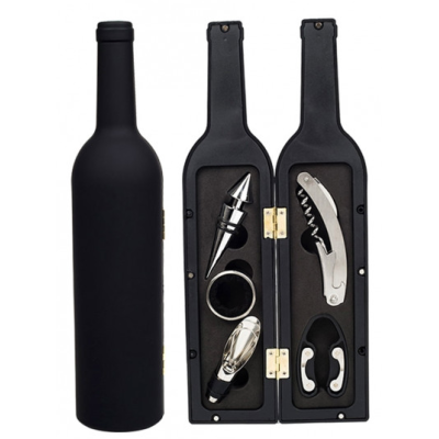 Set cadou in forma de STICLA cu  5 accesorii pentru vin cu 6 piese 32 cm HS