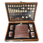 Set cadou joc de sah dame si table cu Plosca si pahare MARO