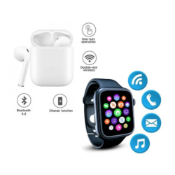 Set Ceas smartwatch inteligent si casti stereo wireless