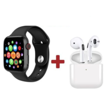 Set Ceas smartwatch inteligent si casti stereo wireless