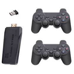 Set Consola gaming 4K retro cu 2x controller wireless dual 2,4G stick jocuri video plug-and-play HDMI USB