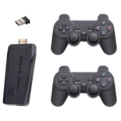 Set Consola gaming 4K retro cu 2x controller wireless dual 2,4G stick jocuri video plug-and-play HDMI USB