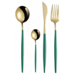 Set de 24 piese tacamuri in stil portughez- culoare verde si auriu