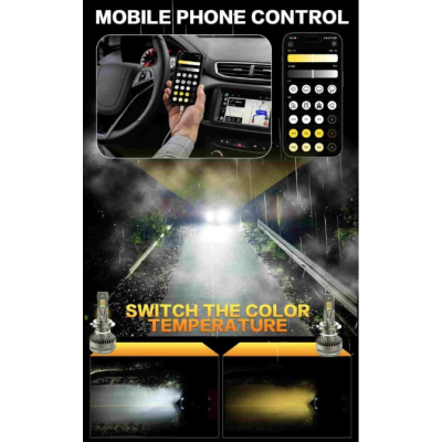 Set de 2 Becuri LED auto K13 H11 canbus 210W 27000LM 6000K control aplicatie