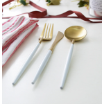 Set de 4 piese tacamuri in stil portughez- culoare alb mat si auriu 