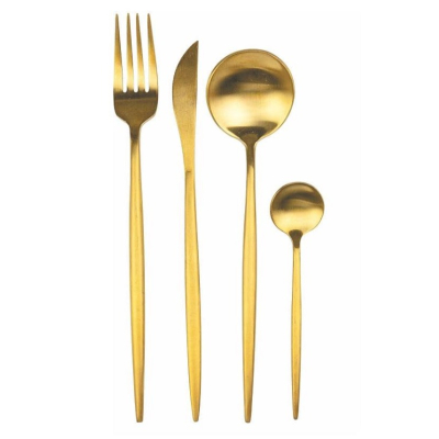 Set de 4 piese tacamuri in stil portughez- culoare auriu