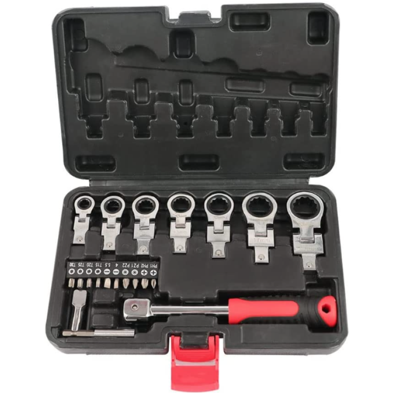Set de chei cu clichet cap flexibil de 20 buc cu cap Torx de 8 mm-19 mm