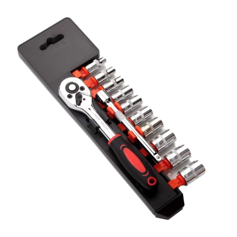 Set de Chei Tubulare 1/4" cu Clicket - 12 Bucati, din Crom si Vanadiu
