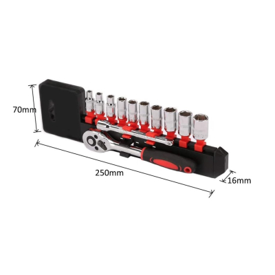 Set de Chei Tubulare 1/4" cu Clicket - 12 Bucati, din Crom si Vanadiu