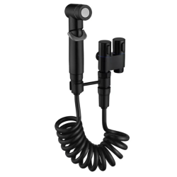 Set de Dus din otel inoxidabil pentru intretinerea corpurilor sanitare presiune reglabila economic la apa si spatiu Negru