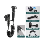 Set de Dus din otel inoxidabil pentru intretinerea corpurilor sanitare presiune reglabila economic la apa si spatiu Negru