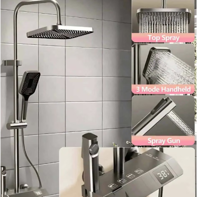 Set de dus multifunctional tip ploaie cu afisare digitala si cu termostat