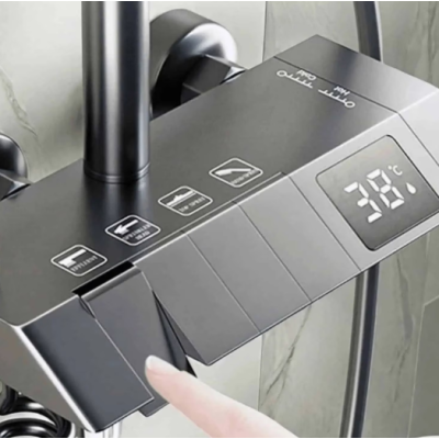 Set de dus multifunctional tip ploaie cu afisare digitala si cu termostat