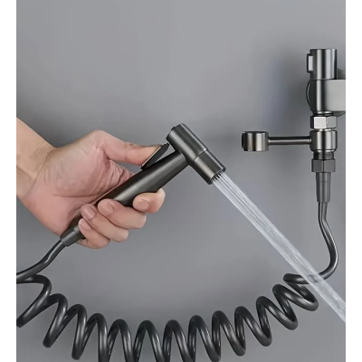 Set Dus Igienic Pentru Bideu sau Vas WC cu Furtun Extensibil si Toate Accesoriile Incluse