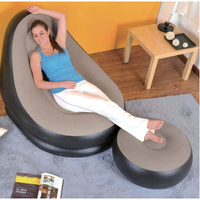 Set fotoliu gonflabil cu taburet suport picioare pentru exterior si interior