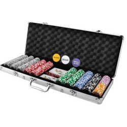 Set Joc de Poker cu 500 Jetoane si Valiza Aluminiu + Accesorii Complete