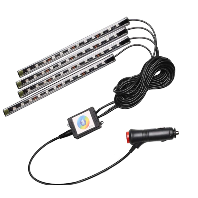 Set Lumini ambientale auto aplicatie dedicata iOS si Android 4 benzi LED