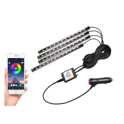 Set Lumini ambientale auto  aplicatie dedicata iOS si Android  4 benzi LED