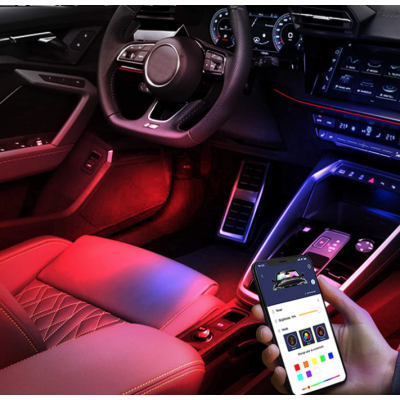 Set Lumini ambientale auto  aplicatie dedicata iOS si Android  4 benzi LED
