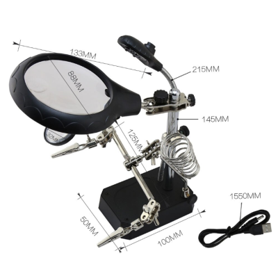 Set Lupa Andowl Q GJ5 Cleme pentru maini ajutatoare cu LED