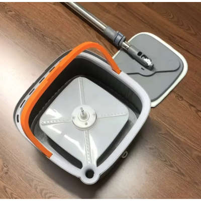 Set mop rotativ BIMROM cu doua rezerve galeata patrata cu doua compartimente separate pentru apa curata si murdara