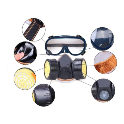 Set ochelari si masca de protectie KH-A-5 pentru lucru in mediu chimic  vapori vopsea sau praf