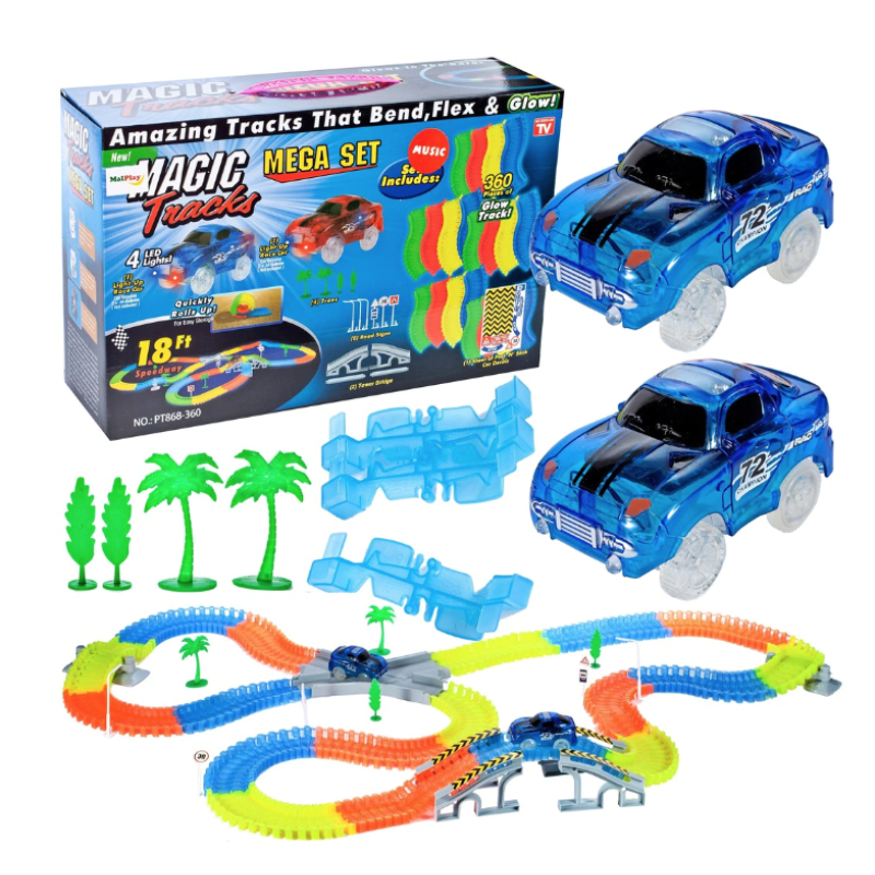 Set pista magica cu 2 masinute Amazing Tracks Include 360 de piese