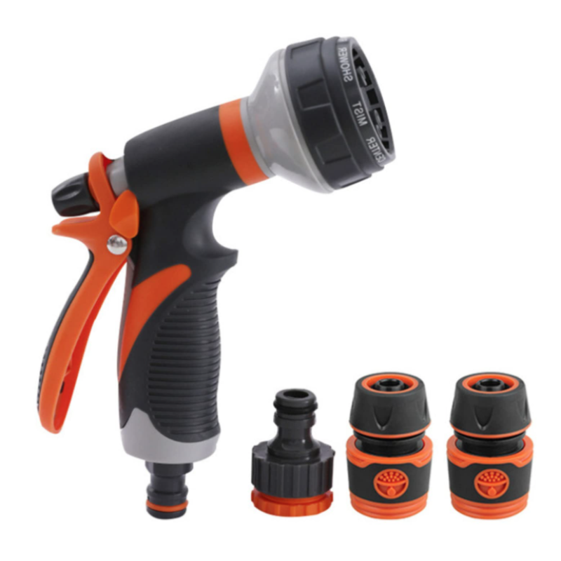 Set pistol irigat gradina 8 moduri VERDE + mufa rapida 1/2+3/4+ 1 conector MX1003