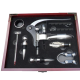 Set premium accesorii profesionale pentru vin in cutie de lemn 9 elemente kitul somelierului