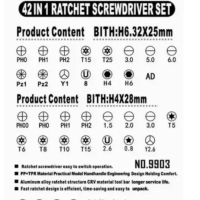 Set surubelnite cu clichet Andowl 42 in 1 Q GJ001 Portocaliu/Negru