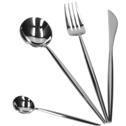 Set tacamuri 24 piese stil portughez otel inoxidabil culoare ARGINTIU