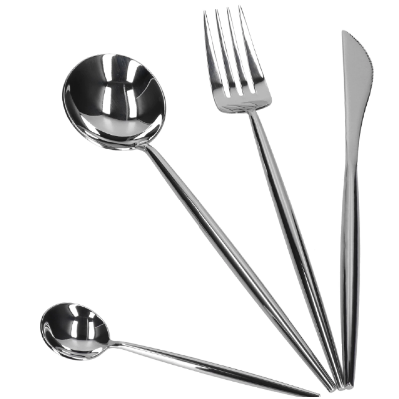 Set tacamuri 24 piese stil portughez otel inoxidabil culoare ARGINTIU