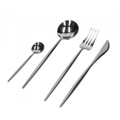 Set tacamuri 24 piese stil portughez otel inoxidabil culoare ARGINTIU