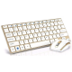 Set Tastatura si Mouse wireless design compact si elegant culoare Gold Andowl  Q K3940