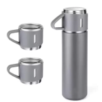 Set termos din inox cu 3 cesti 500ml sticla termoizolanta pentru bauturi fierbinti si reci GRI
