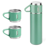 Set termos din inox cu 3 cesti 500ml sticla termoizolanta pentru bauturi fierbinti si reci VERDE