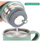 Set termos din inox cu 3 cesti 500ml sticla termoizolanta pentru bauturi fierbinti si reci VERDE