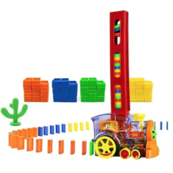 Set trenulet electric de jucarie cu 60 de piese domino