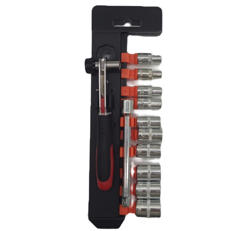 Set trusa chei tubulare 12 piese 1/4 cu cheie clichet otel crom vanadiu 4-13 mm