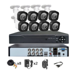Sistem de supraveghere cu 8 camere exterior 1080P Kit AHD compresie video H.265