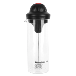 Spumator de lapte functioneaza cu baterii usor de utilizat 450 ml sticla negru/transparent