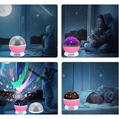 UB Proiector ALBASTRU GLOB 360 Lampa de Veghe cu Proiector Rotativ Stele 