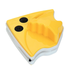 Stergator magnetic geamuri ABS / Bumbac 16 x 13.5 cm Galben / Alb