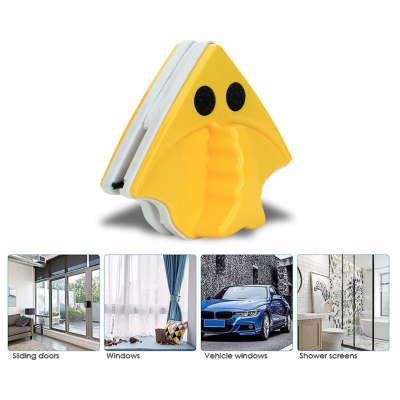 Stergator magnetic geamuri ABS / Bumbac 16 x 13.5 cm Galben / Alb