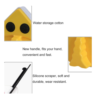 Stergator magnetic geamuri ABS / Bumbac 16 x 13.5 cm Galben / Alb