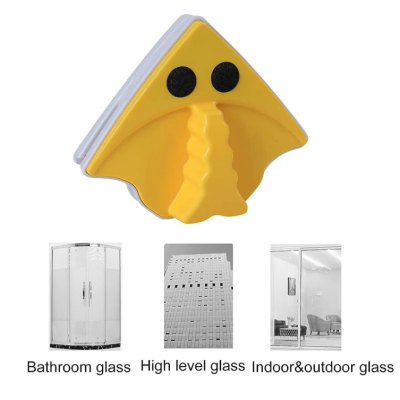 Stergator magnetic geamuri ABS / Bumbac 16 x 13.5 cm Galben / Alb