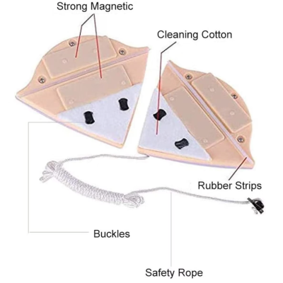 Stergator magnetic geamuri ABS / Bumbac 16 x 13.5 cm Galben / Alb